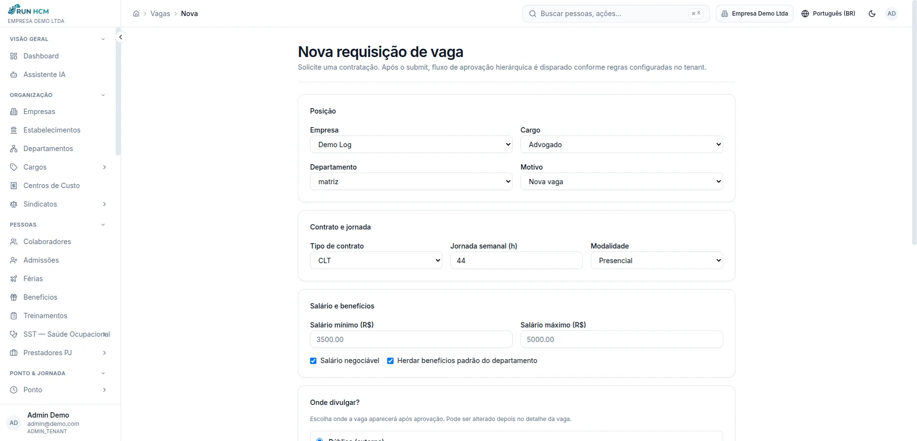 Da requisição à contratação, com cadastro único